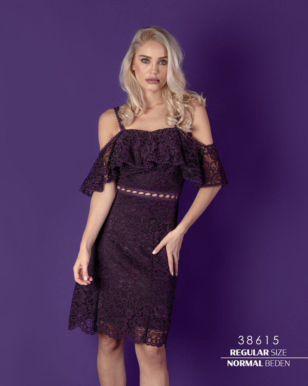 Strappy Flounced Lace Dress