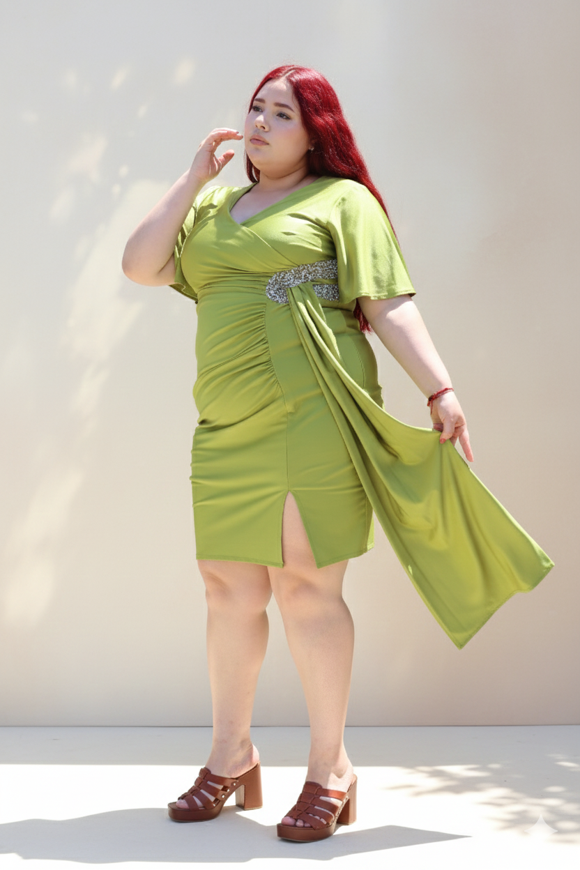 Short asymmetric draped dress