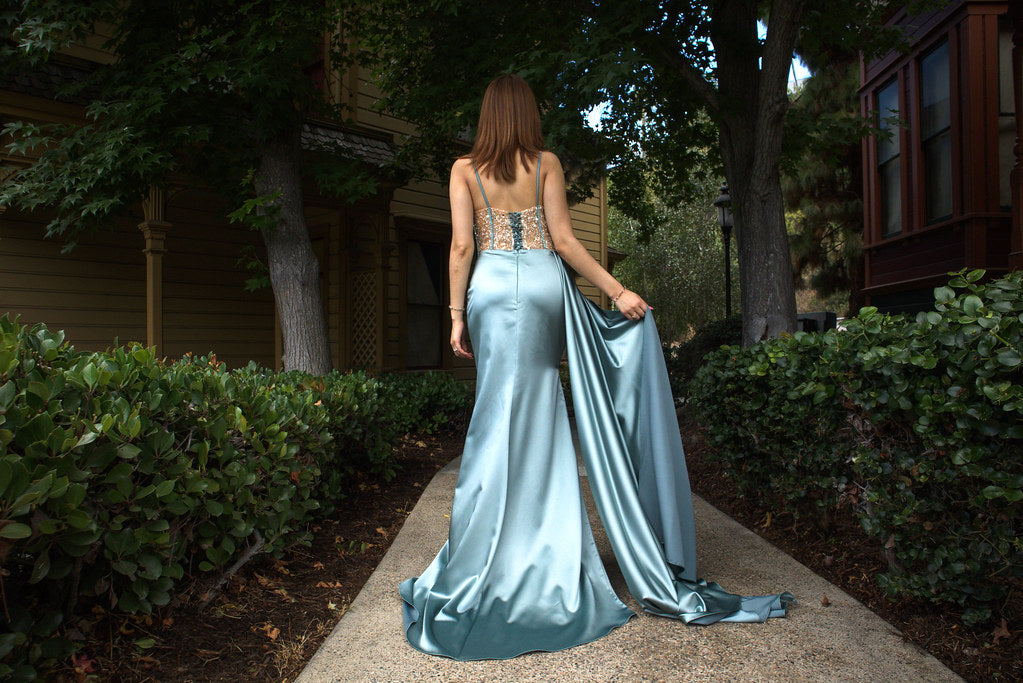 SLEEVELESS SATIN DRESS